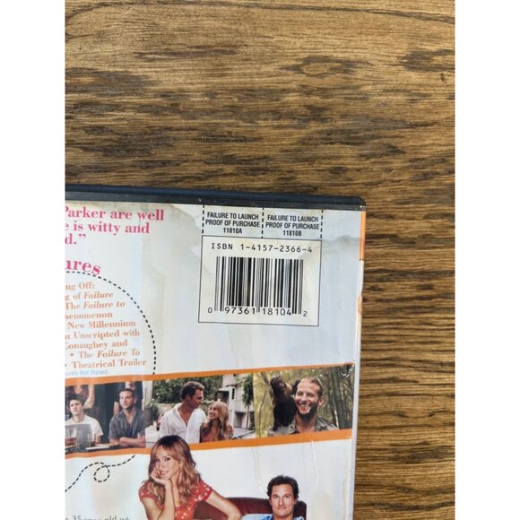 Failure To Launch DVD 2006 Romantic Comedy Movie Matthew McConaughey Pre-Owned - Picture 3 of 4